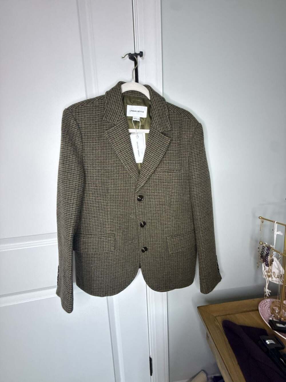 Urban Revivo Houndstooth Blazer Size M Brown Check Jacket